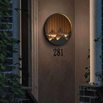 Outdoor Flush Mounted Wall Lighting Sconces LED Circle Layered Mountain Pattern